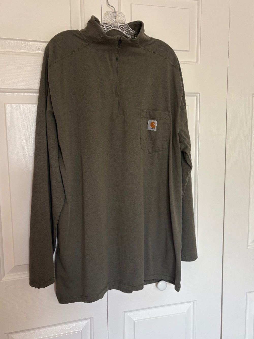MEN'S CARHARTT FORCE RELAXED FIT HALF ZIP LONG SLEEVE POCKET T-SHIRT, 2XL, NWOT